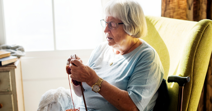 hospice care patient crocheting
